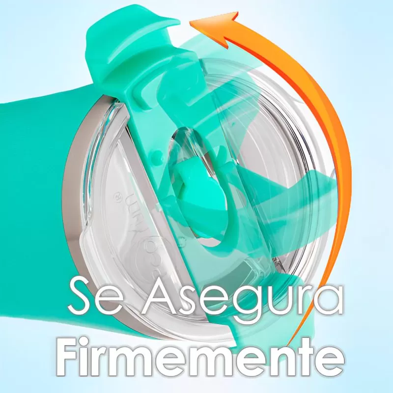 asegura Set de 2 Vasos Térmicos Infantiles de Acero Inoxidable con Tapa y Popote, Naranja-Azul (13oz / 380ml)