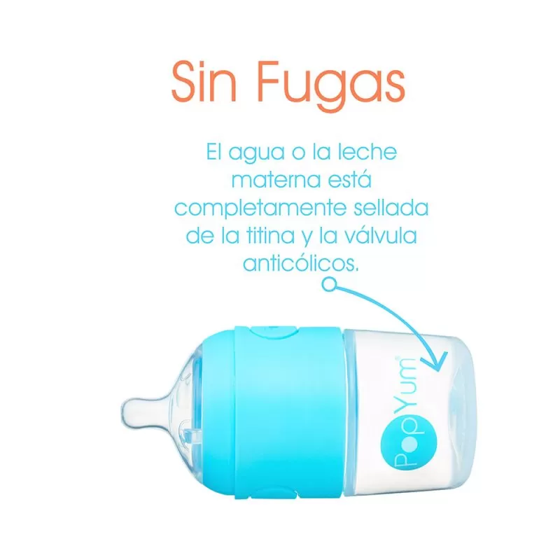 fugas Biberón Anticólico para Bebé para Mezclar Fórmula 3 pzas, Color Azul (5oz / 150ml)
