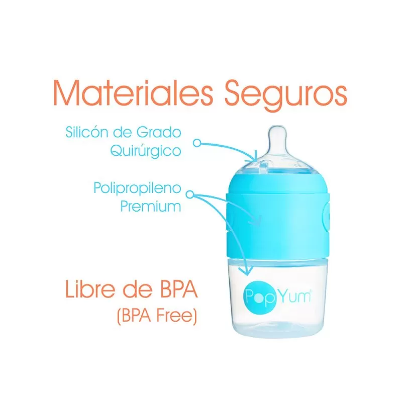 materiales Biberón Anticólico para Bebé para Mezclar Fórmula 3 pzas, Color Azul (5oz / 150ml)