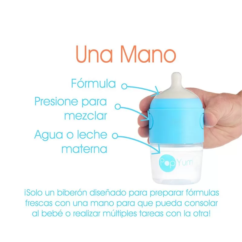 unamano Biberón Anticólico para Bebé para Mezclar Fórmula 3 pzas, Color Azul (5oz / 150ml)